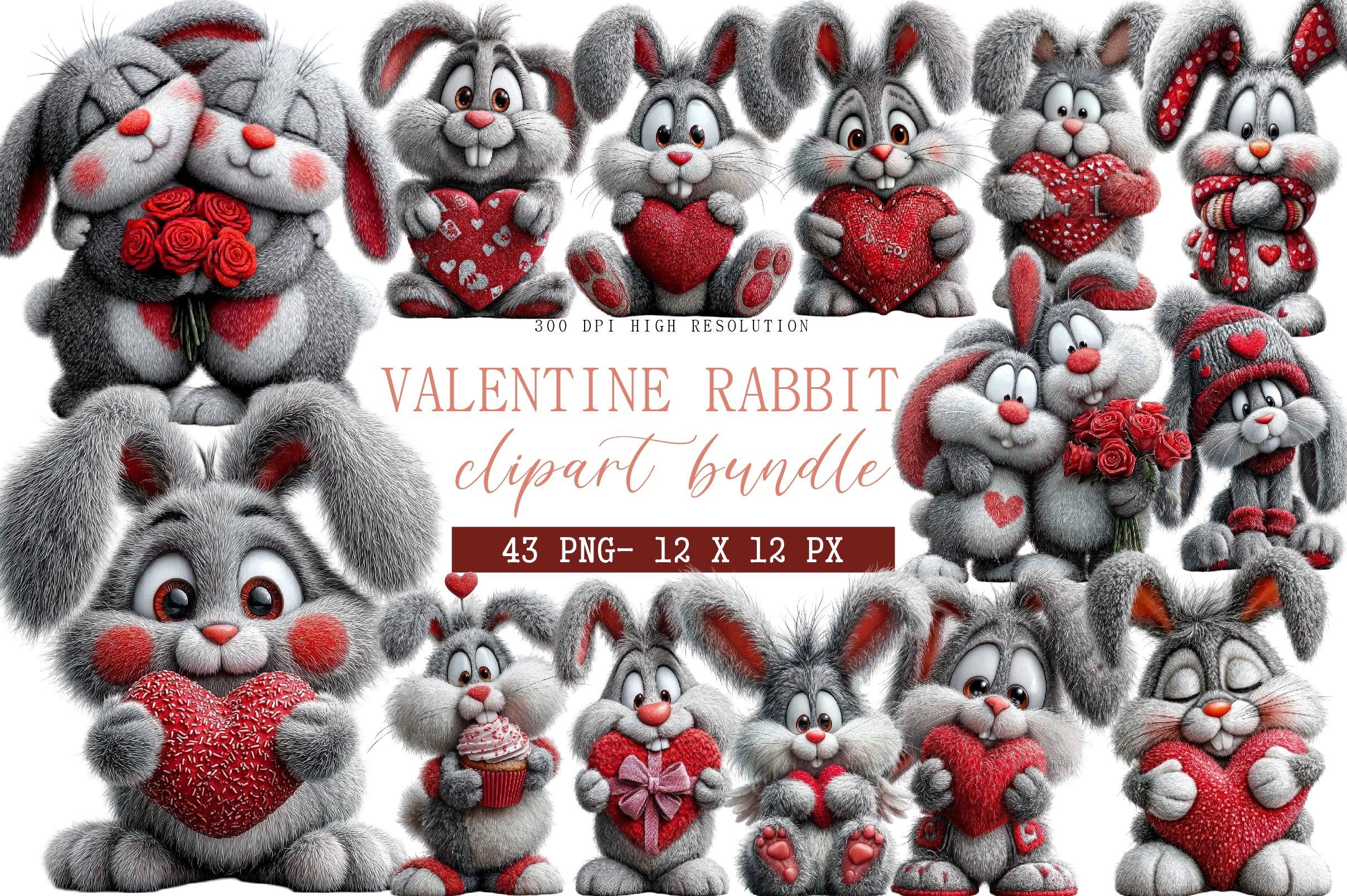 Valentine Rabbit Clipart Bundle - CraftNest - Digital Crafting and Art