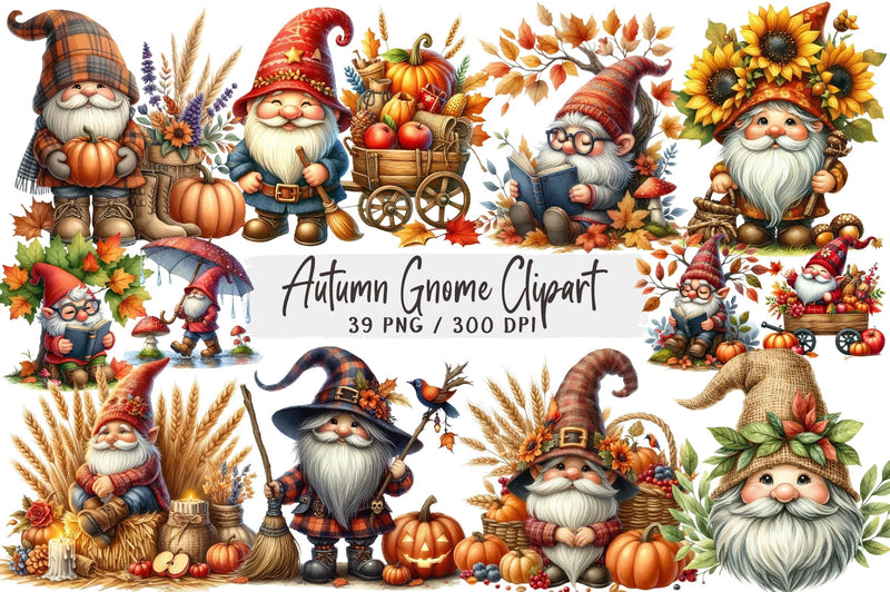 Autumn Gnome Clipart Bundle - CraftNest - Digital Crafting and Art
