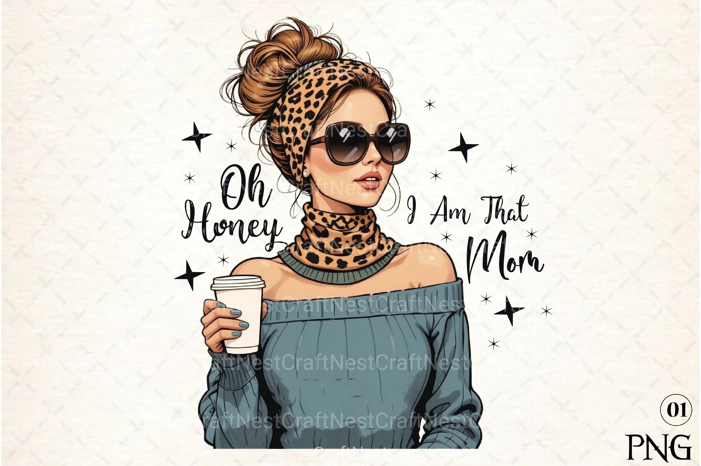 Leopard Mama Coffee Mom Bun Clipart Bundle for Mother's Day 1 - CraftNest - Digital Crafting and Art