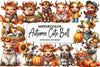 Autumn Cute Bull Clipart Bundle