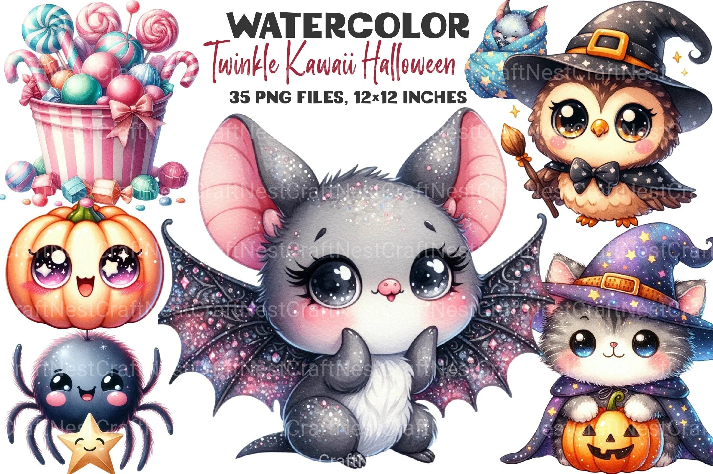Kawaii Halloween Clipart Bundle 32 - CraftNest - Digital Crafting and Art
