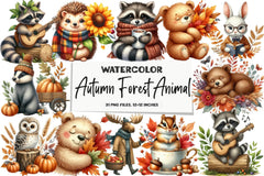 Autumn Forest Animal Clipart Bundle - CraftNest - Digital Crafting and Art