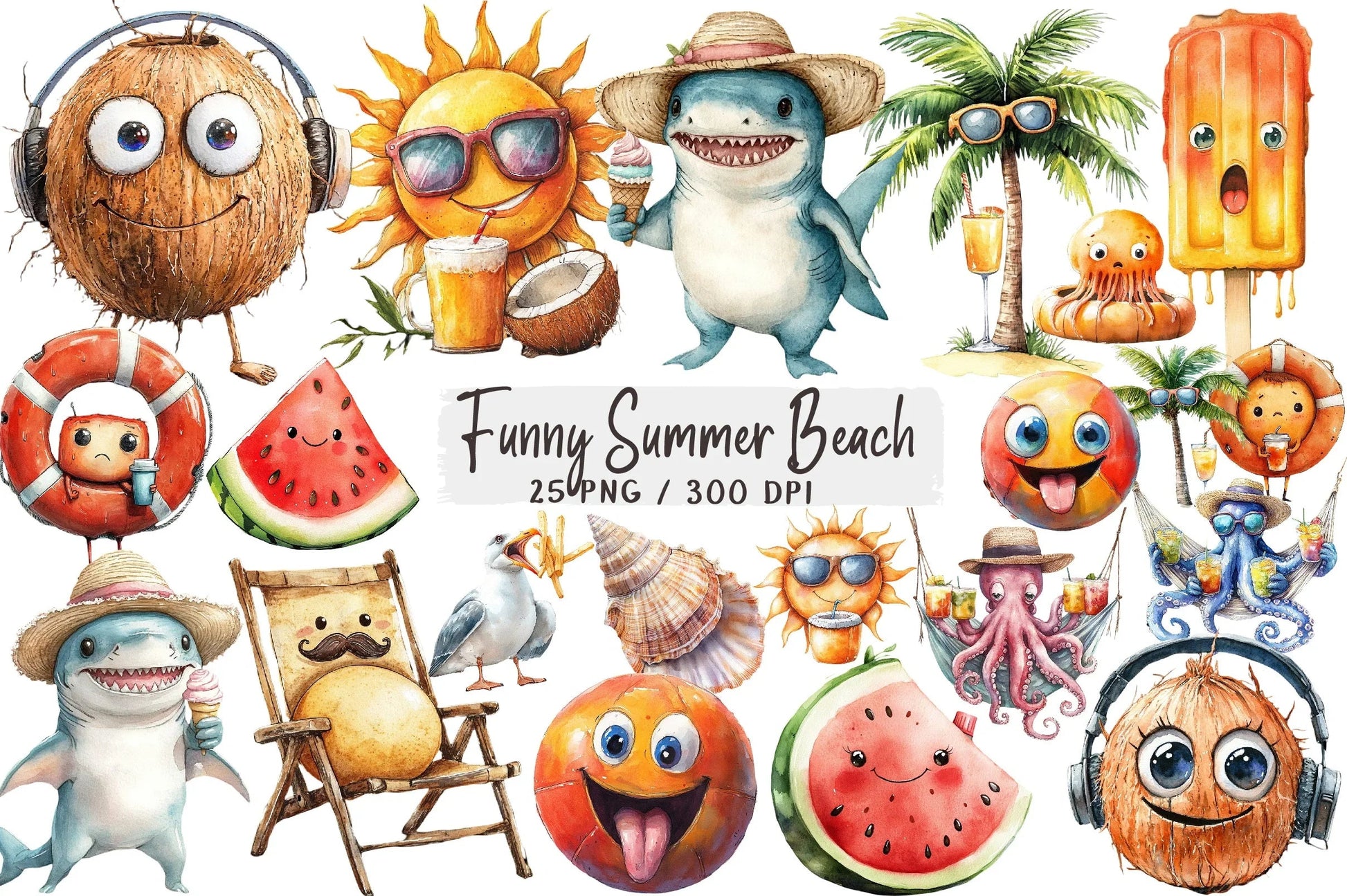 Funny Summer Beach Clipart Bundle - CraftNest - Digital Crafting and Art