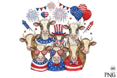 4th of July USA Patriotic Highland Cows Clipart Bundle - CraftNest - Digital Crafting and Art