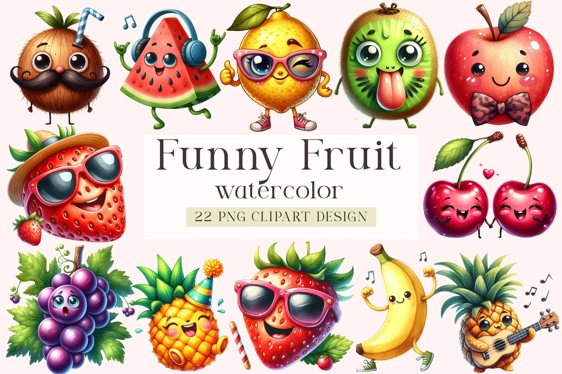 Funny Fruit Clipart Bundle - CraftNest - Digital Crafting and Art