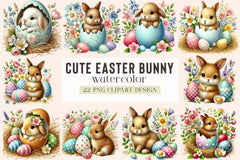 Cute Easter Bunny Clipart Bundle - CraftNest - Digital Crafting and Art