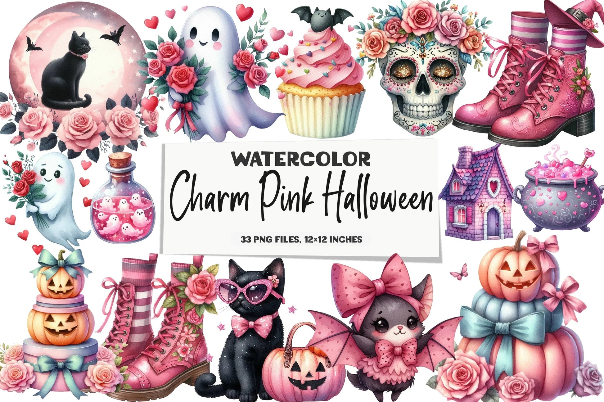 Charm Pink Halloween Clipart Bundle - CraftNest - Digital Crafting and Art