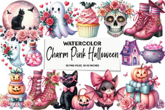 Charm Pink Halloween Clipart Bundle - CraftNest - Digital Crafting and Art