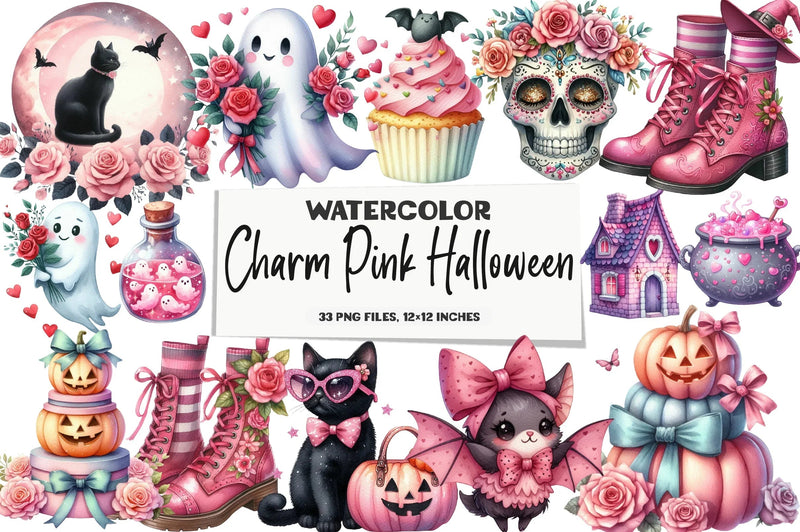 Charm Pink Halloween Clipart Bundle - CraftNest - Digital Crafting and Art