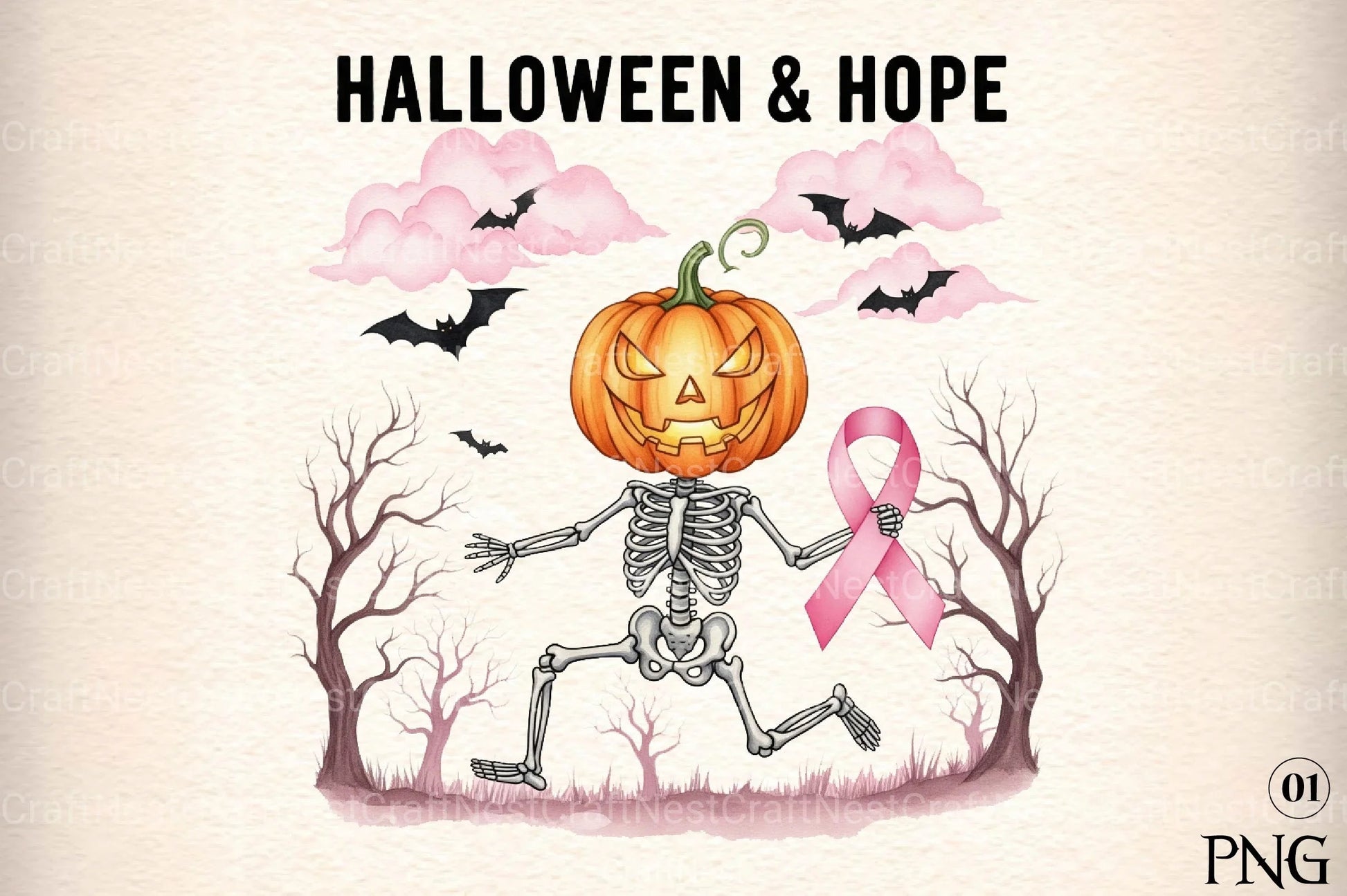 Halloween Breast Cancer Clipart Bundle 67 - CraftNest - Digital Crafting and Art