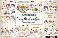 Funny Witch Nurse Ghost Clipart Bundle - CraftNest - Digital Crafting and Art