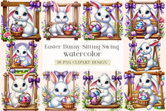 Easter Bunny Swing Clipart Bundle - CraftNest - Digital Crafting and Art