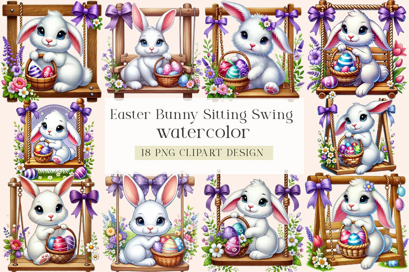 Easter Bunny Swing Clipart Bundle - CraftNest - Digital Crafting and Art