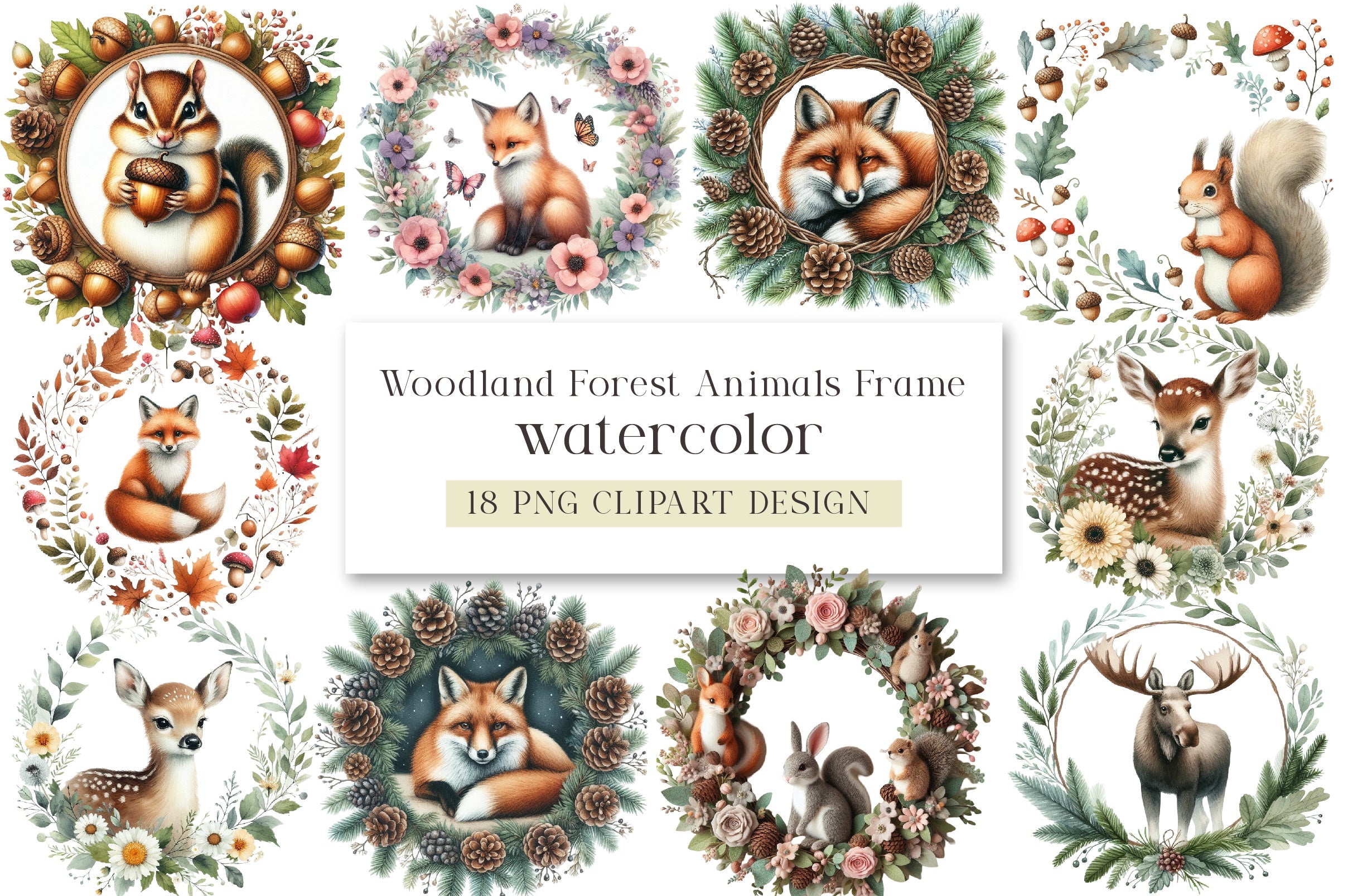 Woodland Forest Animals Clipart Bundle
