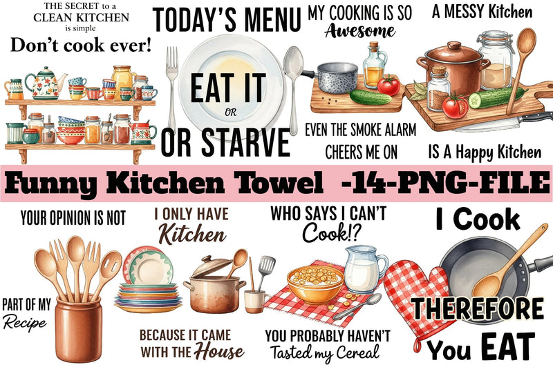 Funny Kitchen Towel Clipart Bundle - CraftNest - Digital Crafting and Art