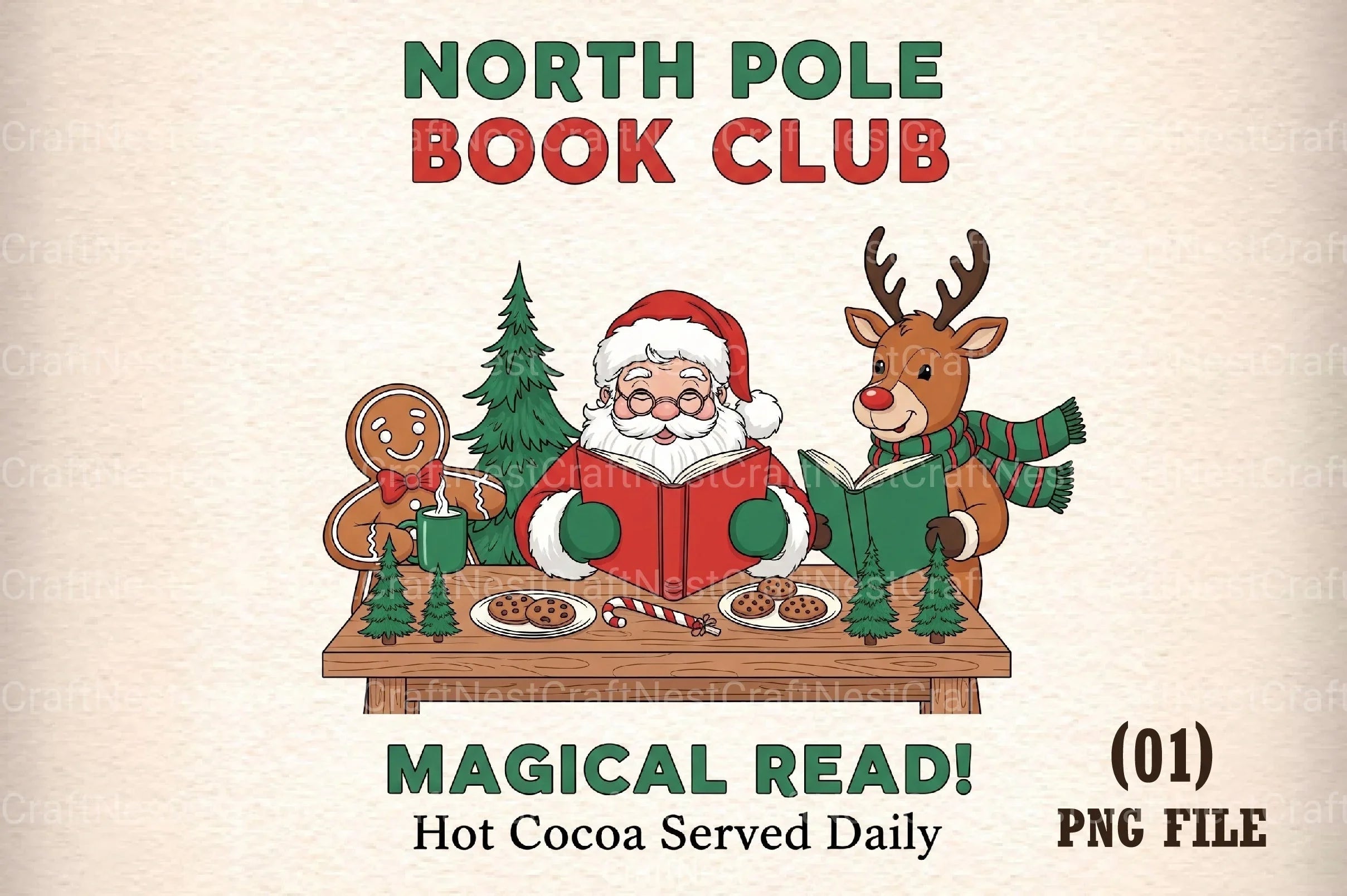North Pole Book Club Lover Clipart Bundle