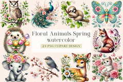 Floral Animals Spring Clipart Bundle - CraftNest - Digital Crafting and Art