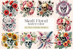 Skull Floral Clipart Bundle - CraftNest - Digital Crafting and Art