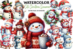 Cute Christmas Snowman Clipart Bundle - CraftNest - Digital Crafting and Art