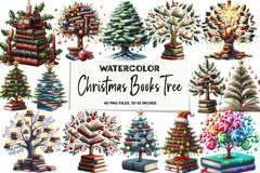 Christmas Books Tree Clipart Bundle - CraftNest - Digital Crafting and Art
