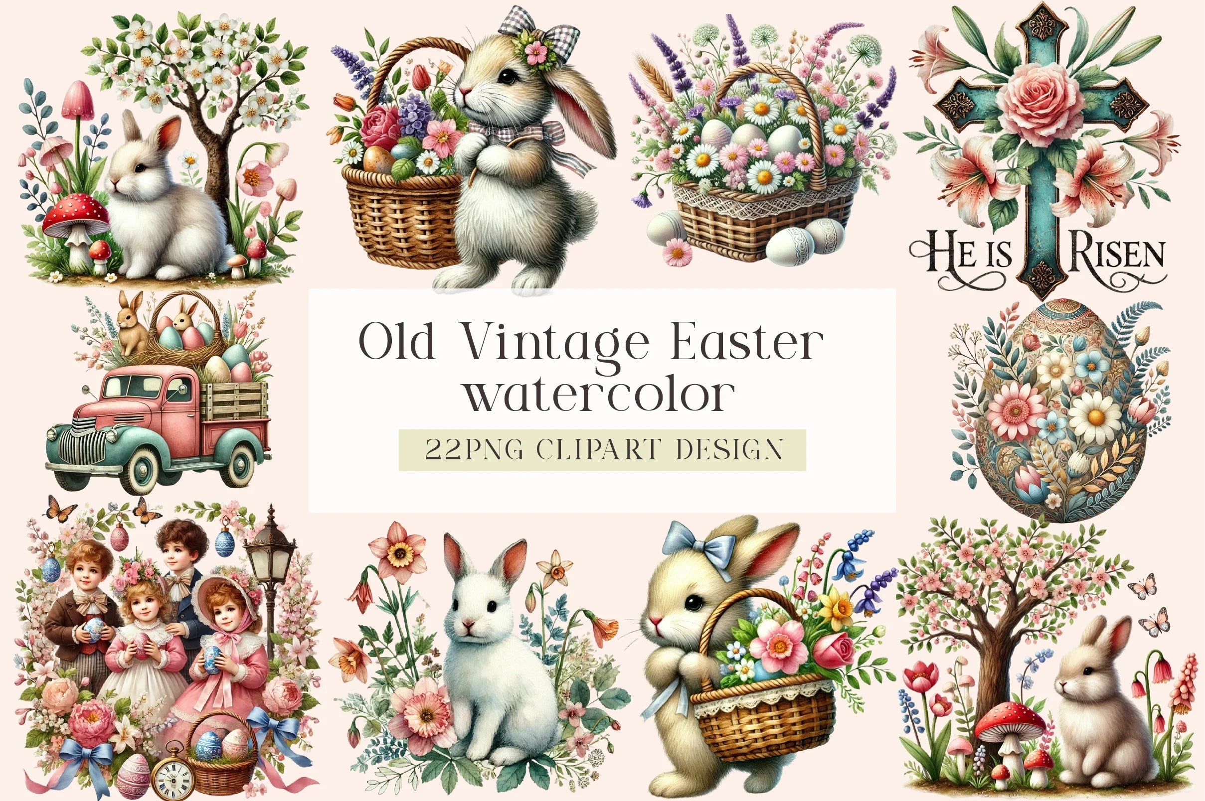Vintage Easter Clipart Bundle - CraftNest - Digital Crafting and Art