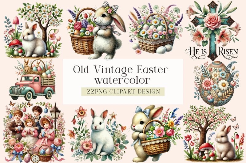 Vintage Easter Clipart Bundle - CraftNest - Digital Crafting and Art