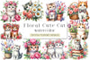 Floral Cute Cat Clipart Bundle