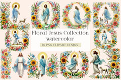Floral Jesus Clipart Collection Bundle - CraftNest - Digital Crafting and Art