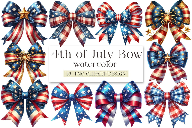 4th of July Bow Clipart Bundle - CraftNest - Digital Crafting and Art