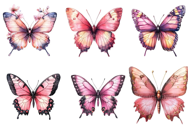 Pink Butterfly Clipart Bundle 4 - CraftNest - Digital Crafting and Art