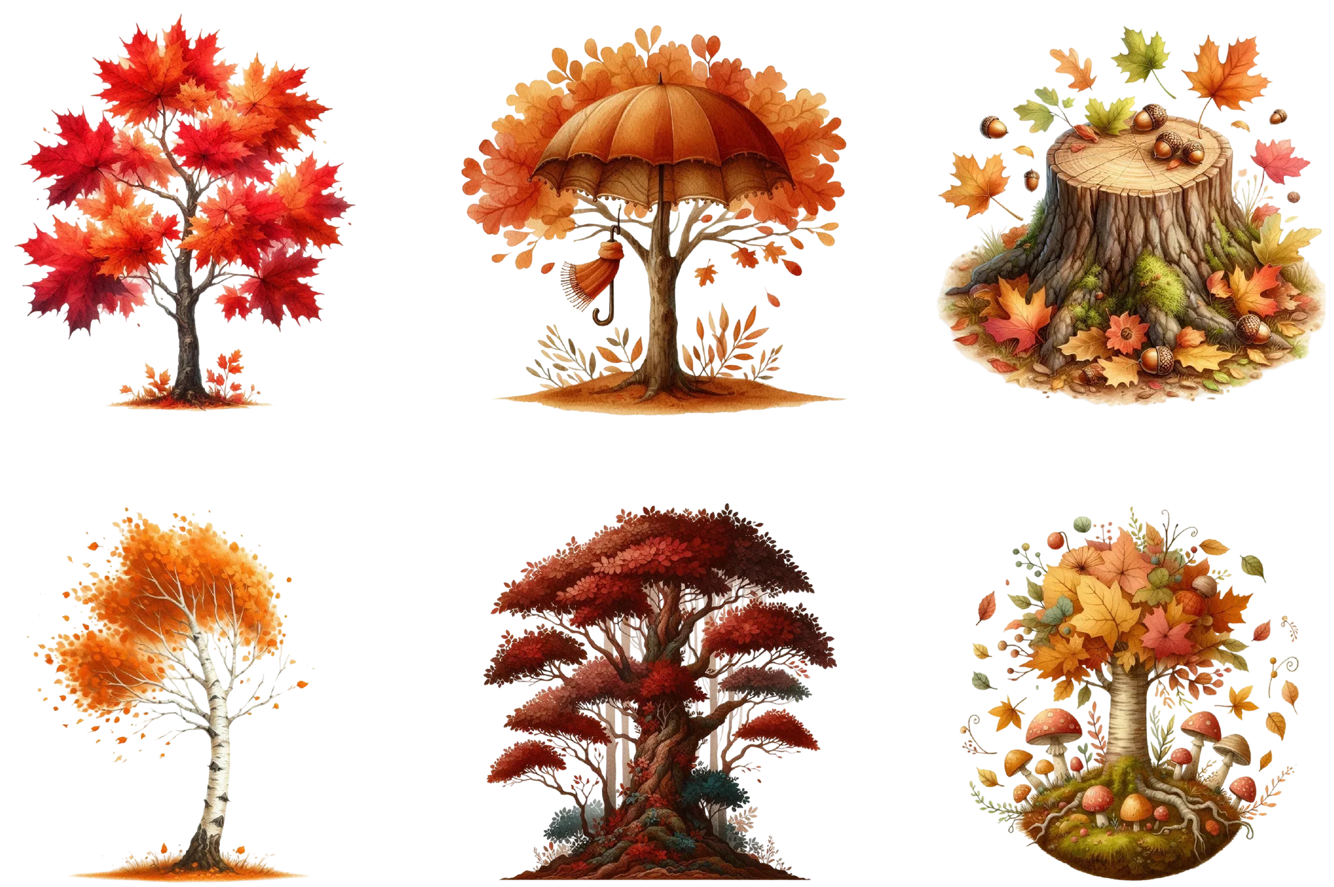 Autumn Trees Clipart Bundle 99 - CraftNest - Digital Crafting and Art