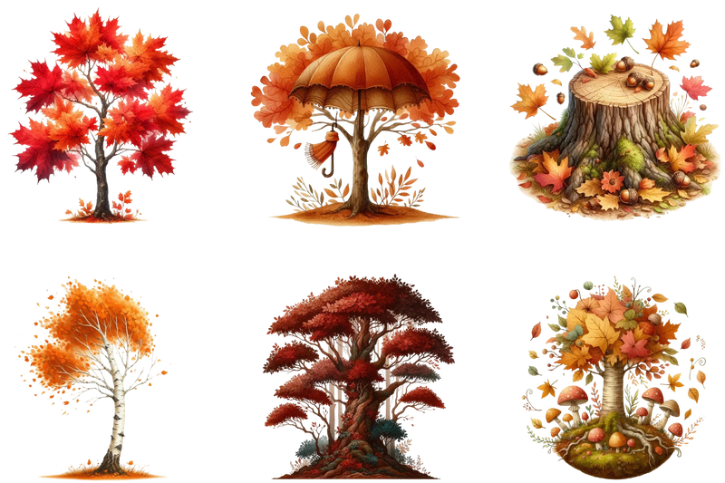 Autumn Trees Clipart Bundle 99 - CraftNest - Digital Crafting and Art