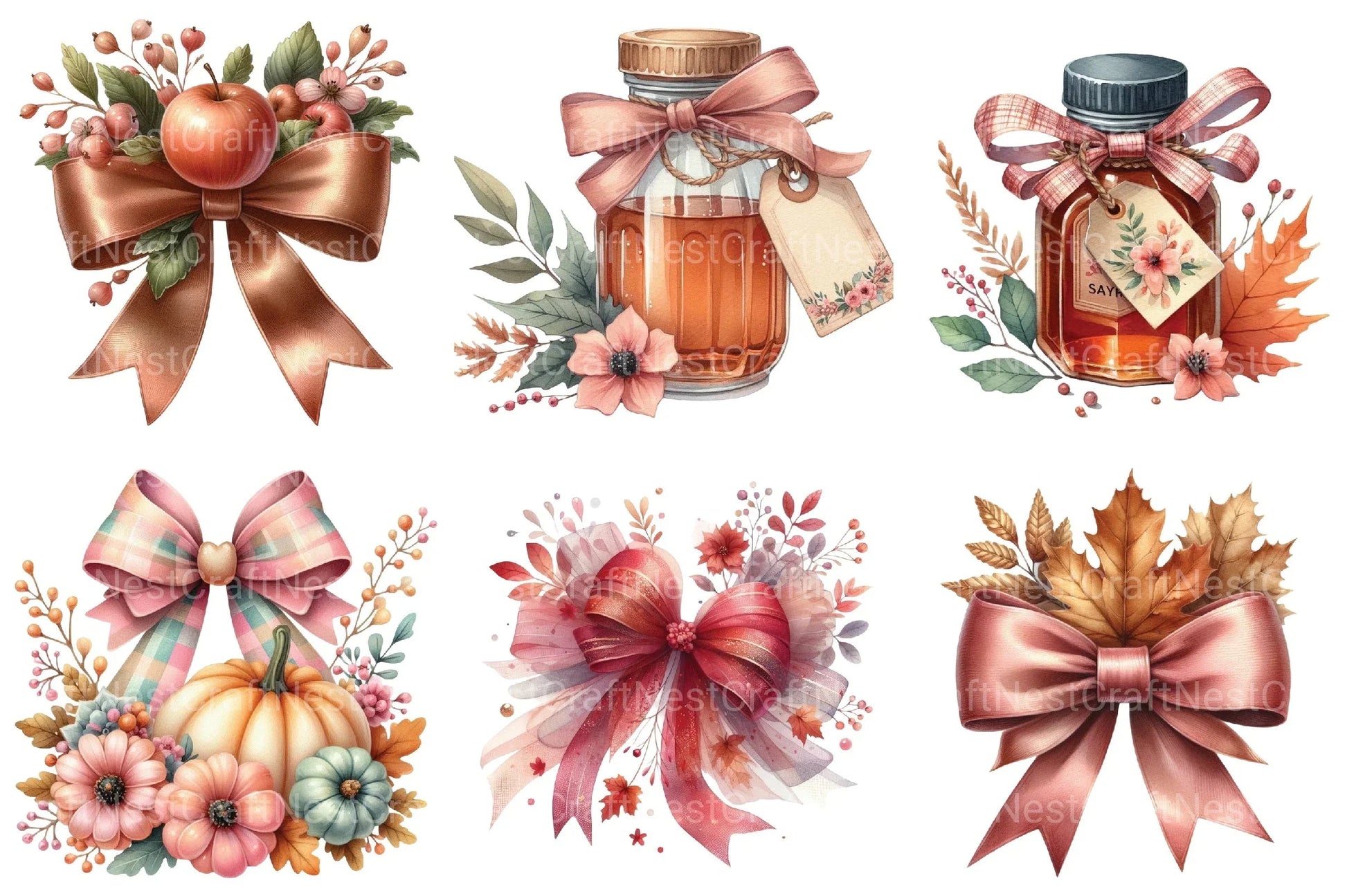 Autumn Coquette Bows Clipart Bundle 99 - CraftNest - Digital Crafting and Art