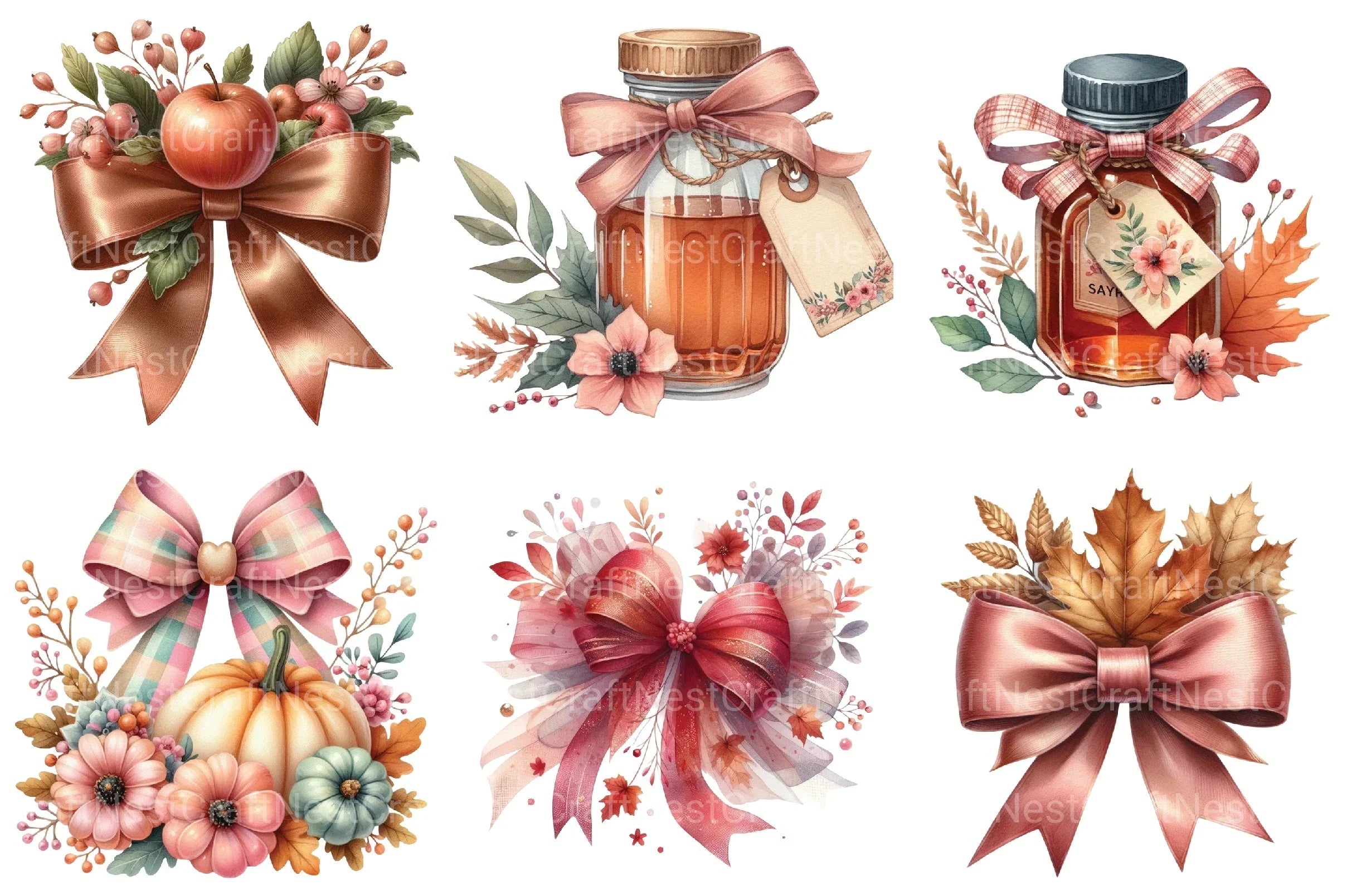 Autumn Coquette Bows Clipart Bundle 99 - CraftNest - Digital Crafting and Art