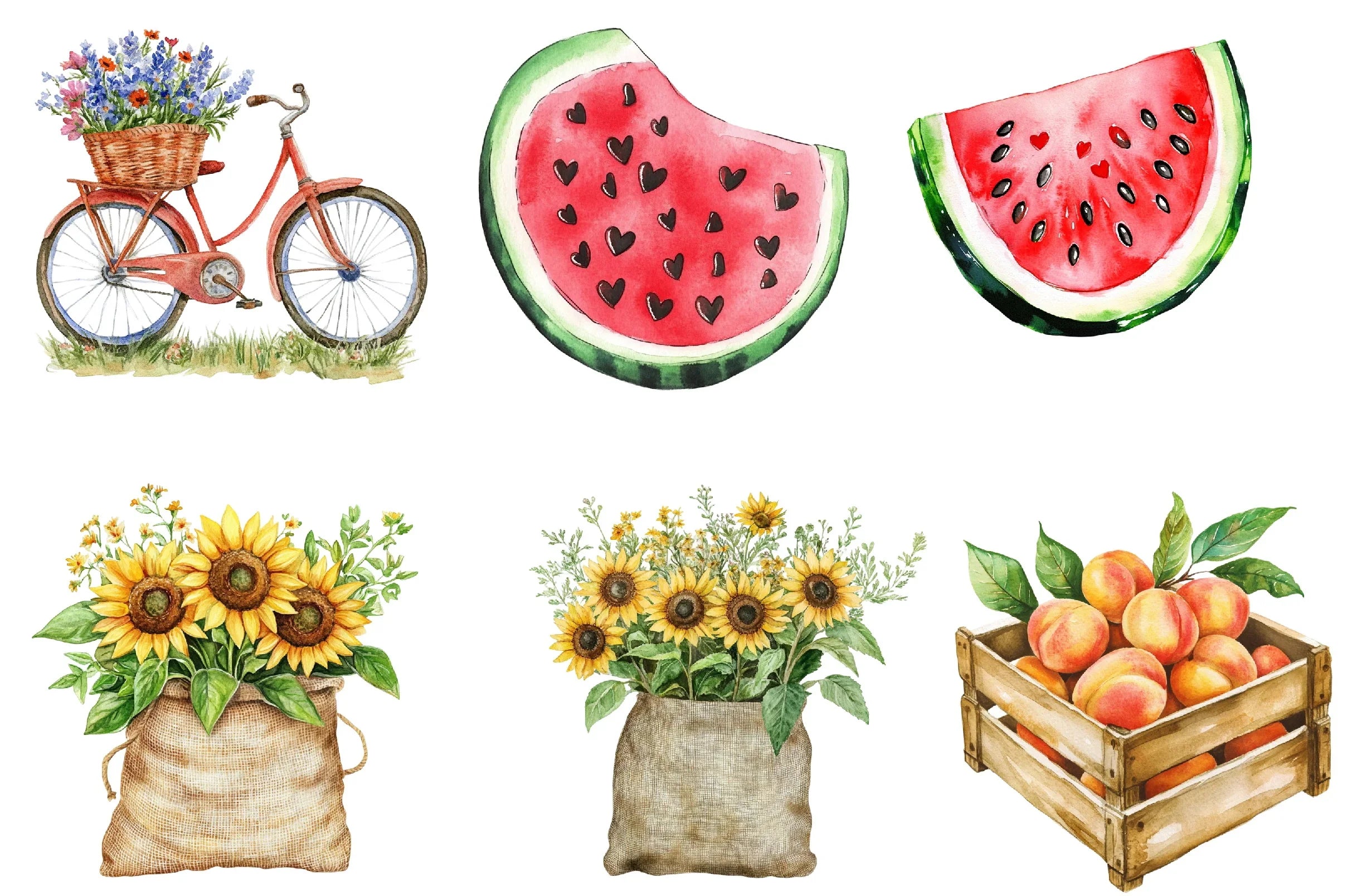 Happy Rustic Summer Clipart Bundle - CraftNest - Digital Crafting and Art