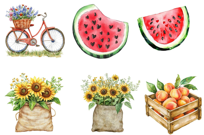 Happy Rustic Summer Clipart Bundle - CraftNest - Digital Crafting and Art