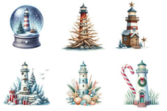 Christmas Lighthouse Clipart Bundle - CraftNest - Digital Crafting and Art