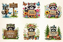 Spring Raccoon Wooden Signs Clipart Bundle - CraftNest - Digital Crafting and Art