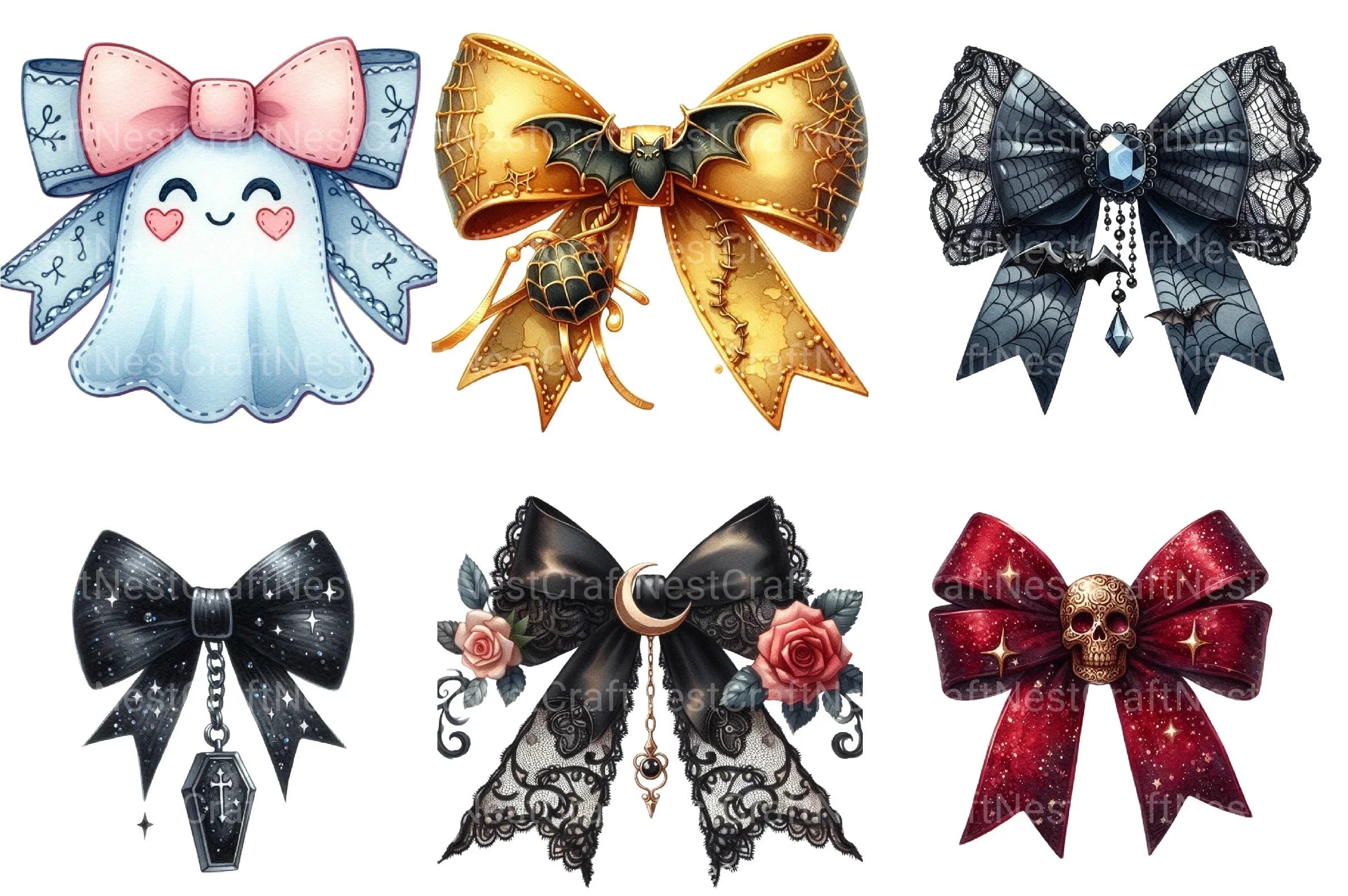 Halloween Coquette Bow Clipart Bundle 8 - CraftNest - Digital Crafting and Art