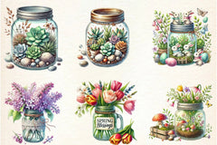 Spring Mason Jars Clipart Bundle - CraftNest - Digital Crafting and Art