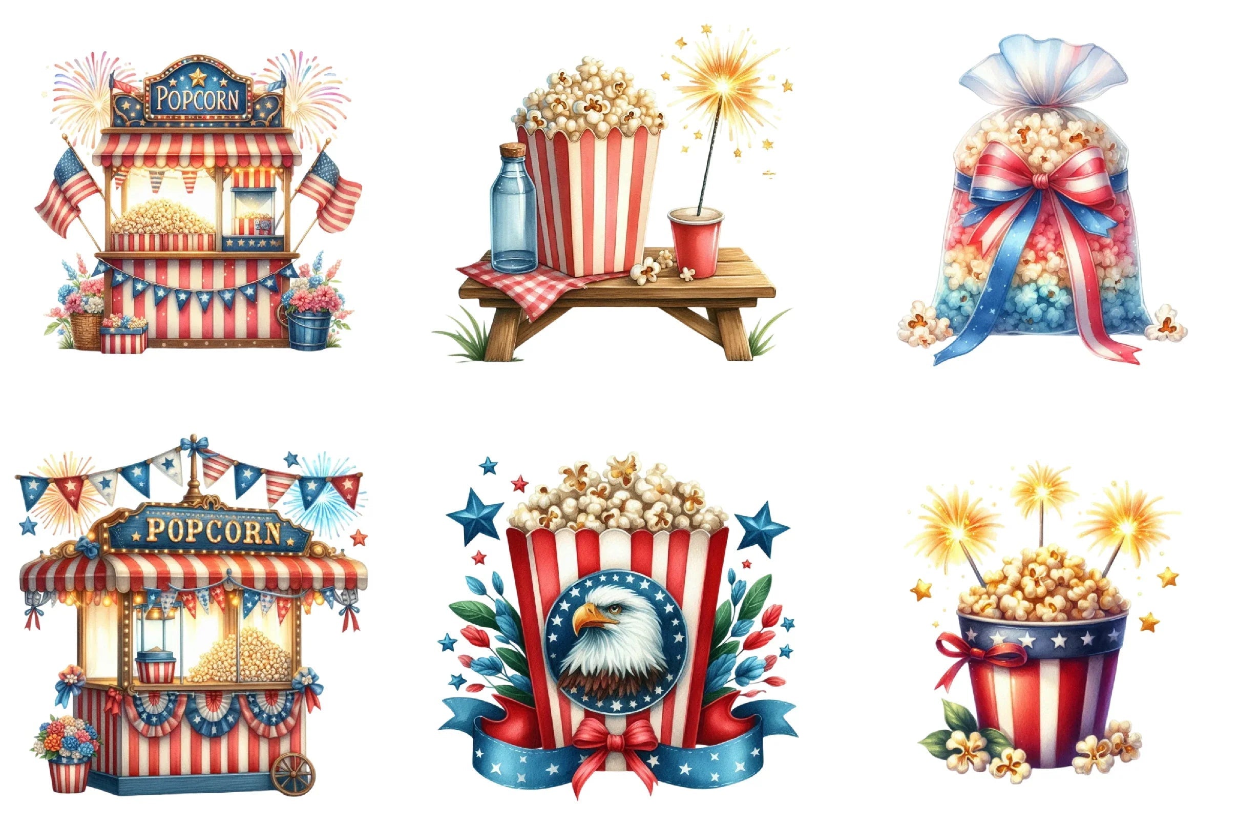 4th of July Popcorn Clipart Bundle - CraftNest - Digital Crafting and Art