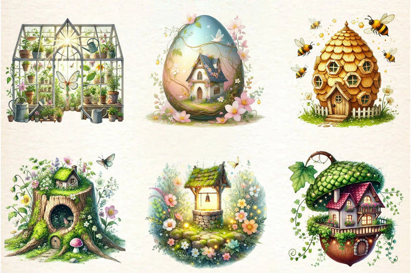 Spring Fairy House Clipart Bundle - CraftNest - Digital Crafting and Art