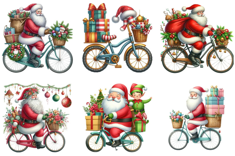 Santa Bicycle Gifts Clipart Bundle - CraftNest - Digital Crafting and Art