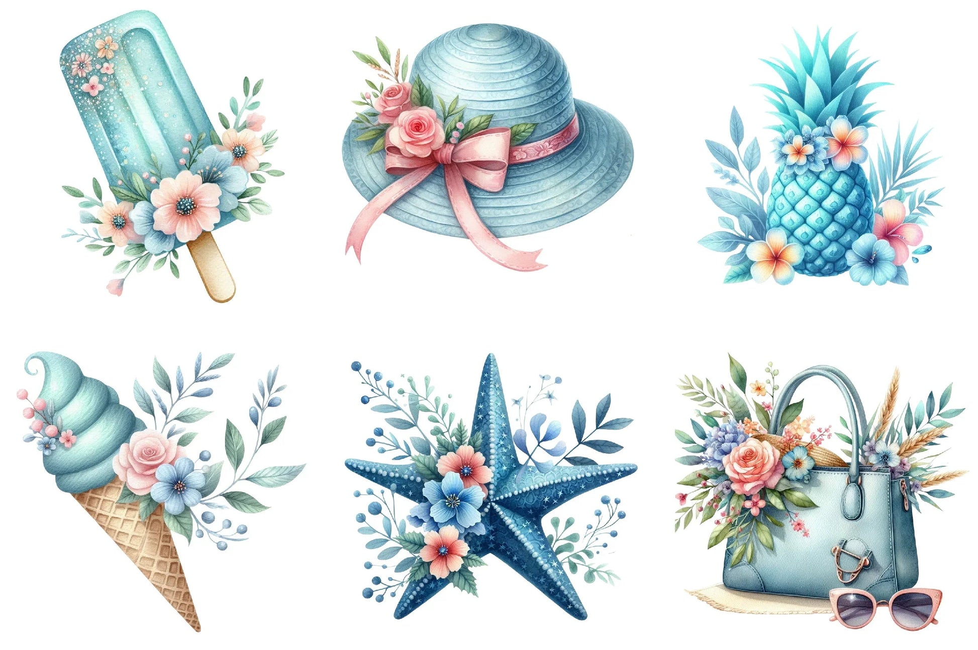 Blue Summer Clipart Bundle - CraftNest - Digital Crafting and Art
