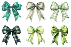 Green Coquette Christmas Bow Clipart Bundle - CraftNest - Digital Crafting and Art
