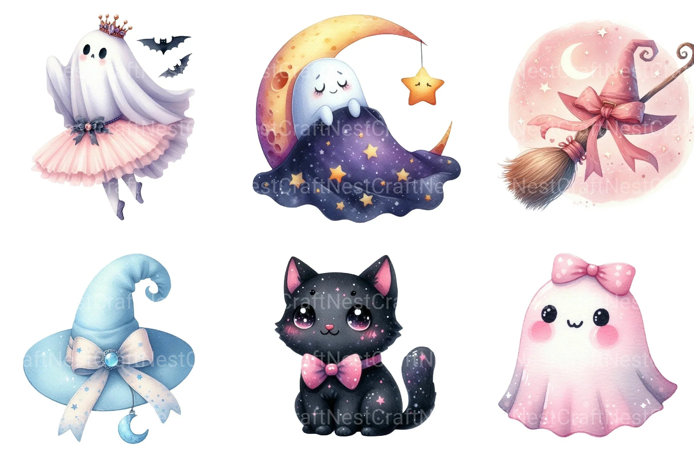 Cute Pastel Halloween Clipart Bundle - CraftNest - Digital Crafting and Art