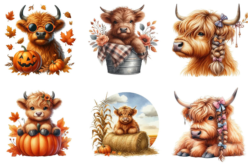 Funny Highland Cow Clipart Bundle - CraftNest - Digital Crafting and Art