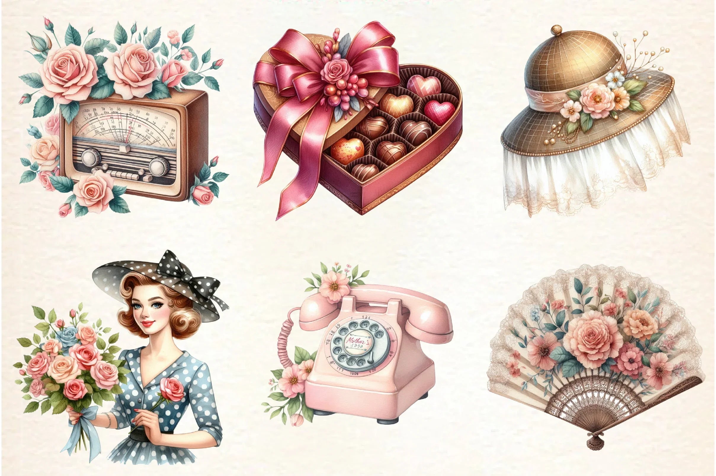 Retro Mother's Day Clipart Bundle - CraftNest - Digital Crafting and Art