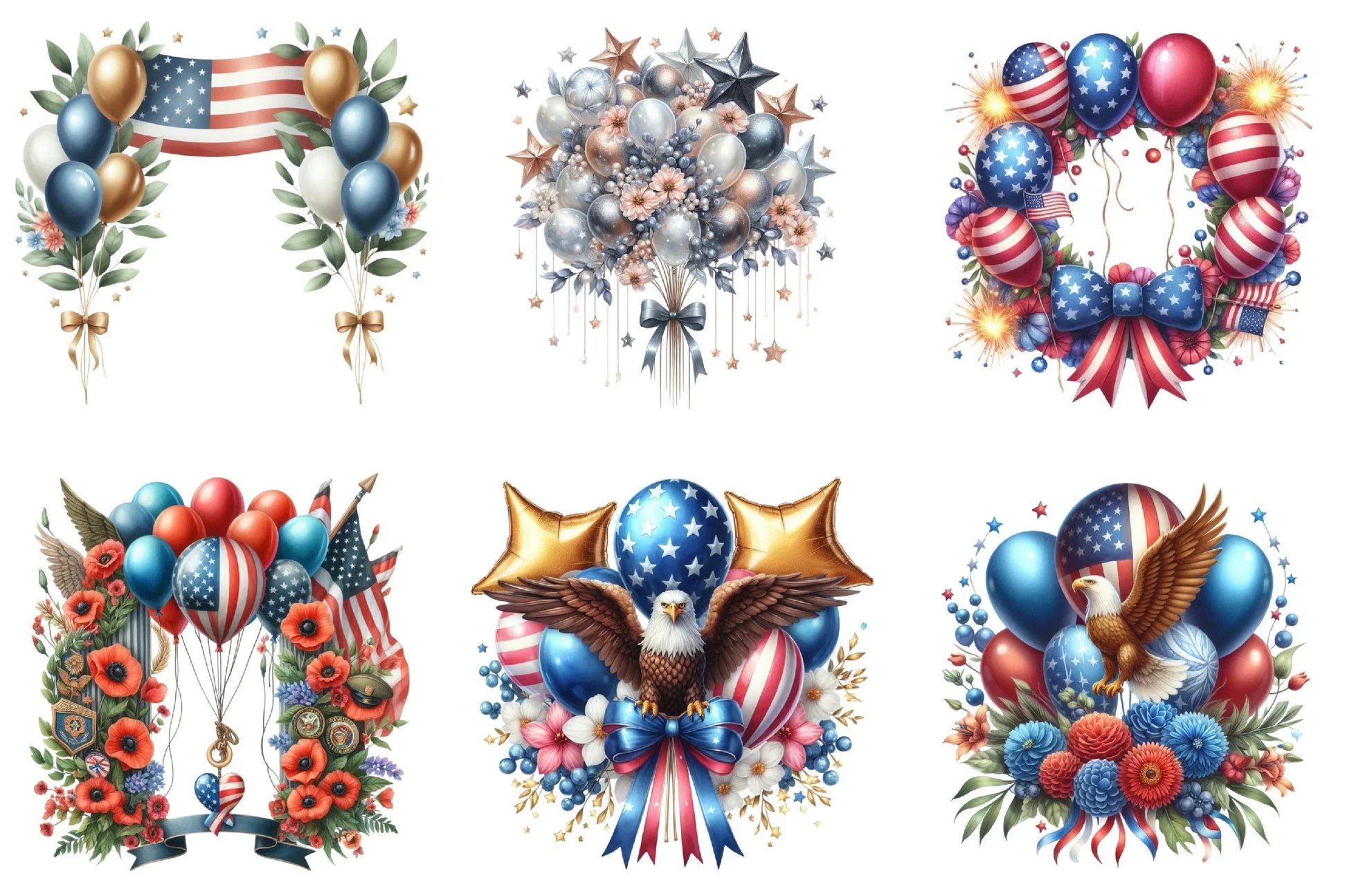 Memorial Day Balloon Arch Clipart Bundle - CraftNest - Digital Crafting and Art