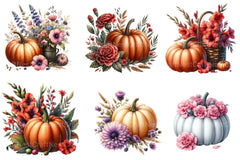 Birth Month Floral Pumpkin Clipart Bundle - CraftNest - Digital Crafting and Art